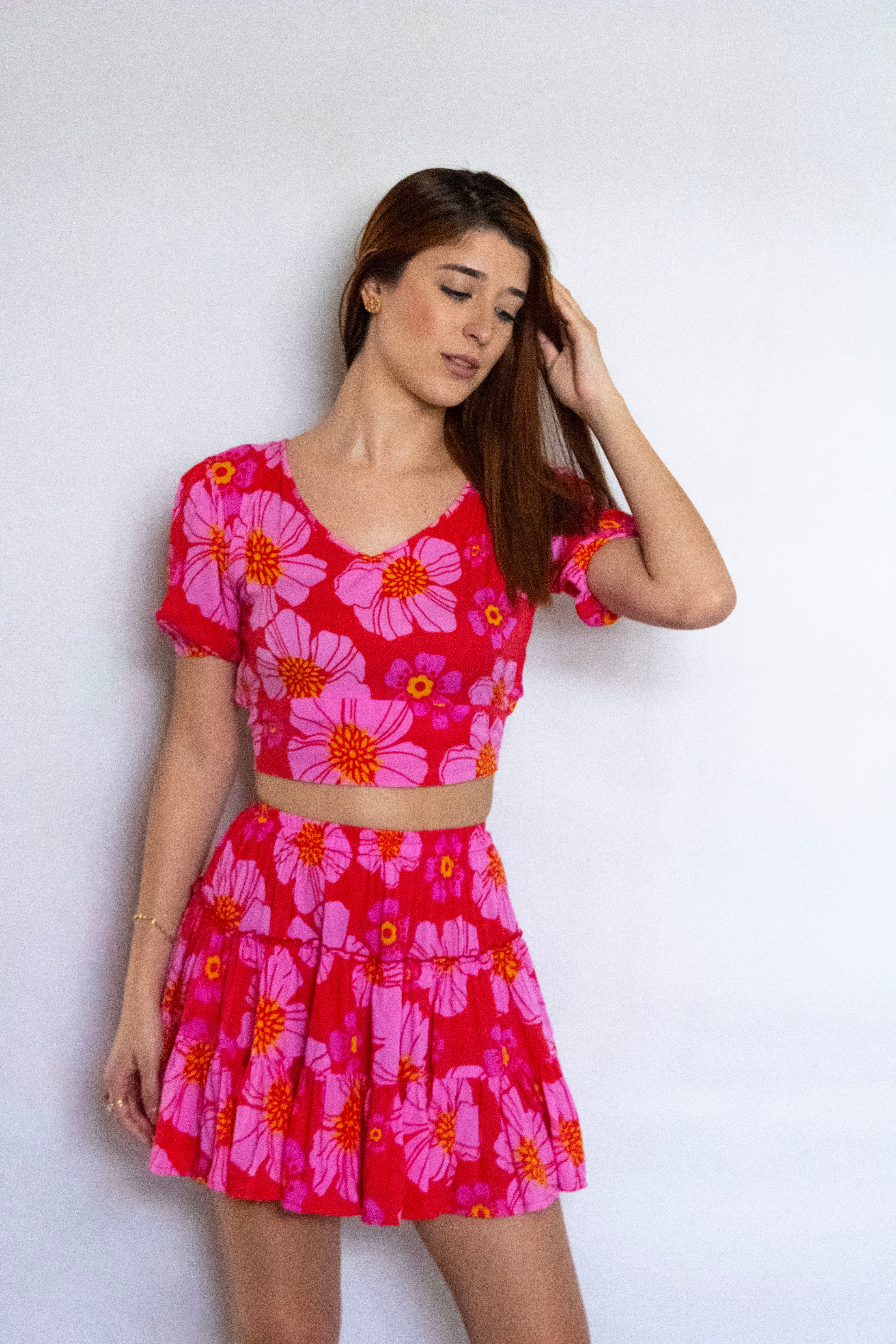 Buy Sera Pink Printed Floral Crop Top online