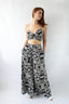 Black and White Strap Bra Top and High-Waisted Long Pants- Flowy Set