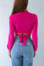 Pink Long Sleeve Crop Top