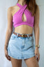 Pink Casual Crop Top