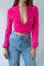 Pink Long Sleeve Crop Top